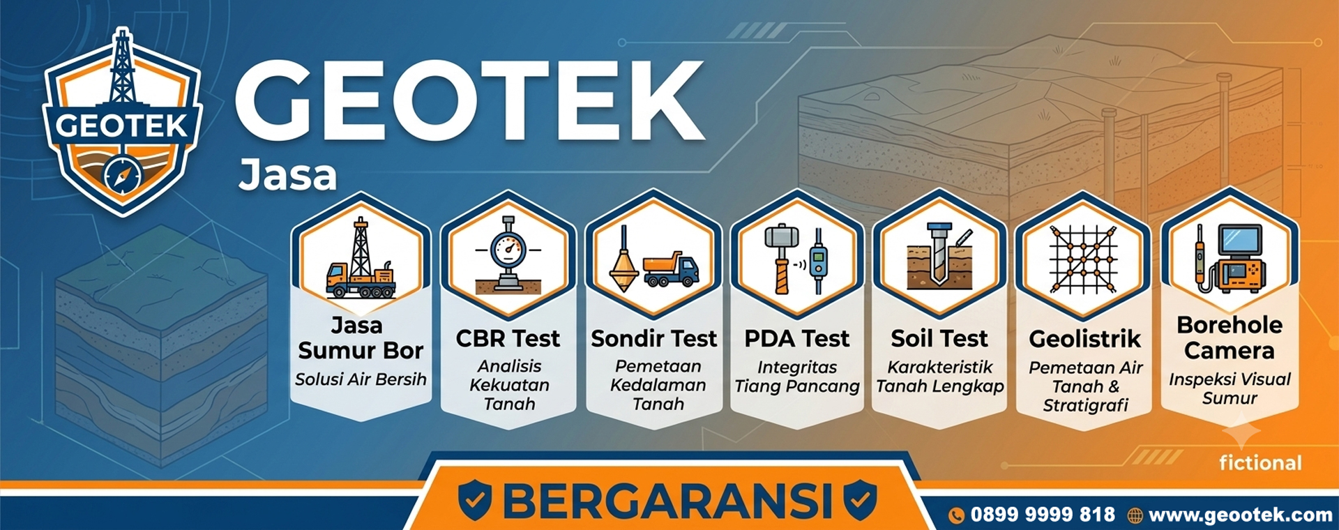 Jasa Sumur Bor, CBR Test, Sondir Test, PDA Test, Soil Test, Geolistrik & Borehole Camera
